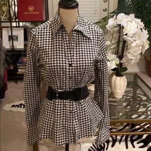 Black and white houndstooth blouse 234